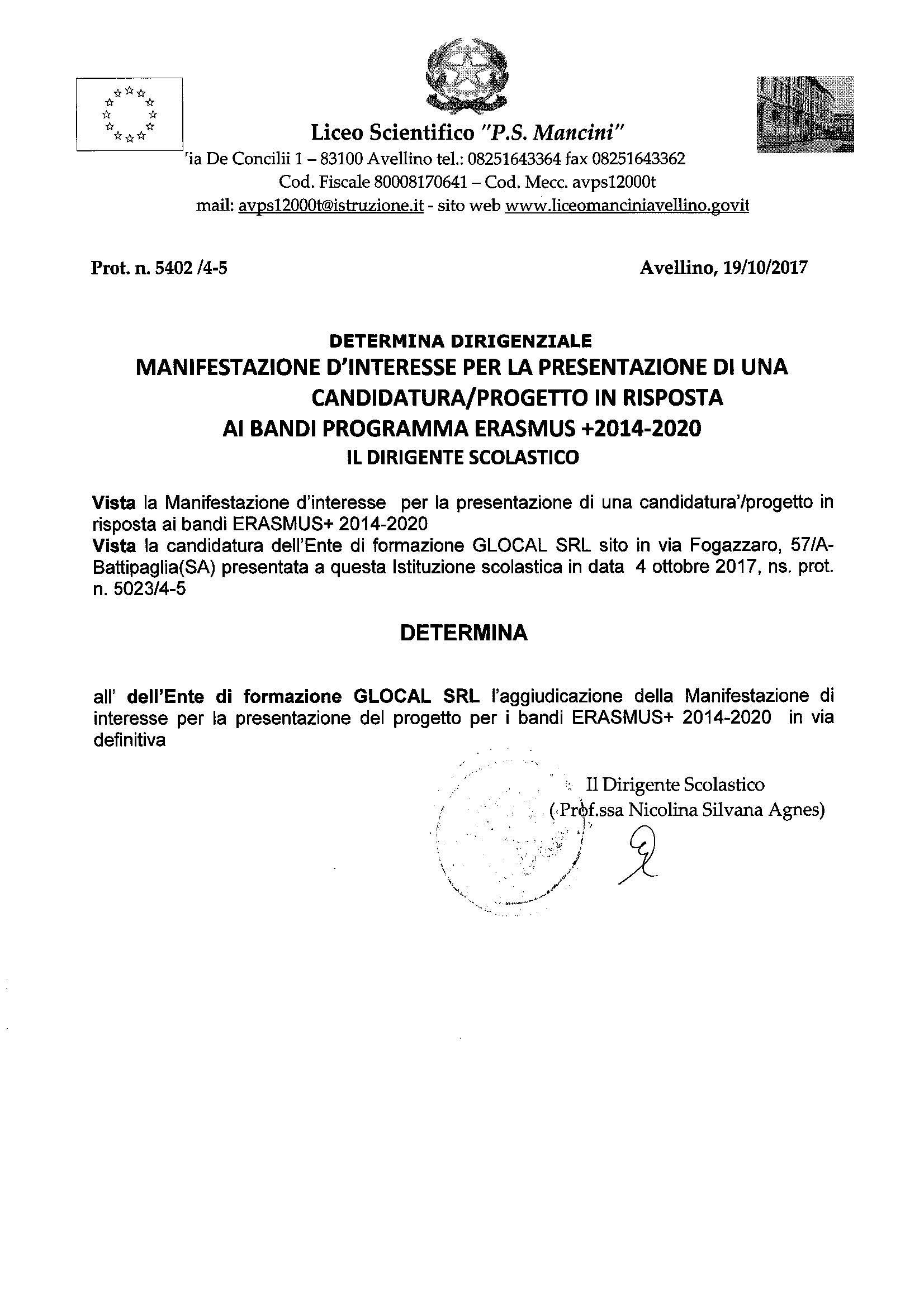 DEFINITIVA MANIFESTAZIONE INTERESSE ERASMUS 2014-2020